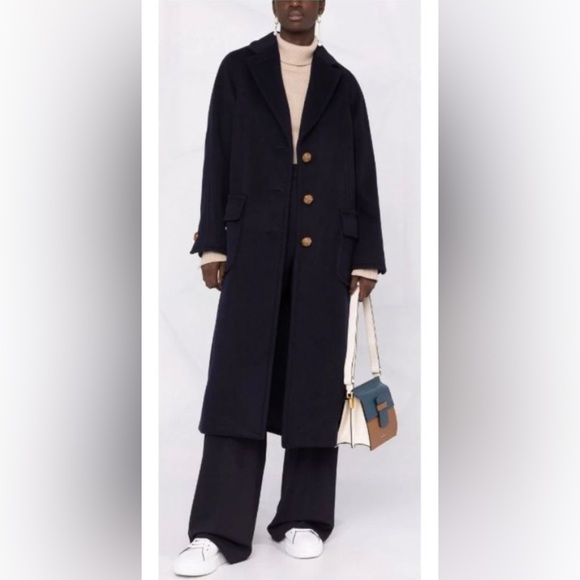 Tory Burch Wool Overcoat in Nevy Blue sz 0 995$ - Picture 3 of 16